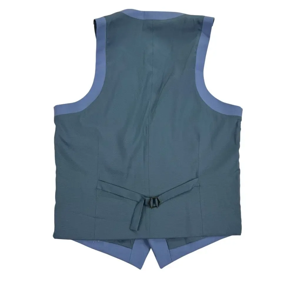 Bar III Mens Slim Fit Stretch Wool Blend Solid Suit Vest Light Blue S